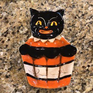 Johanna Parker retro black cat spoon rest mini trinket plate